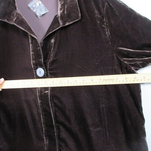Habitat Velvet Tunic Women L Brown Viscose Blend Button Down Casual Dressy 320 - Picture 10 of 14